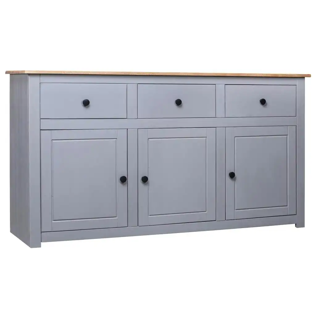 Sideboard Grey 135x40x80 cm Solid Pinewood Panama Range 282704