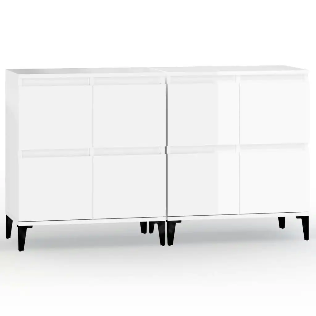 Sideboards 2 pcs High Gloss White 60x35x70 cm Engineered Wood 3185761