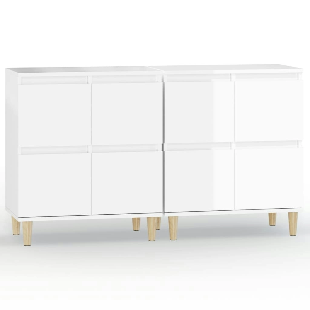 Sideboards 2 pcs High Gloss White 60x35x70 cm Engineered Wood 3185753