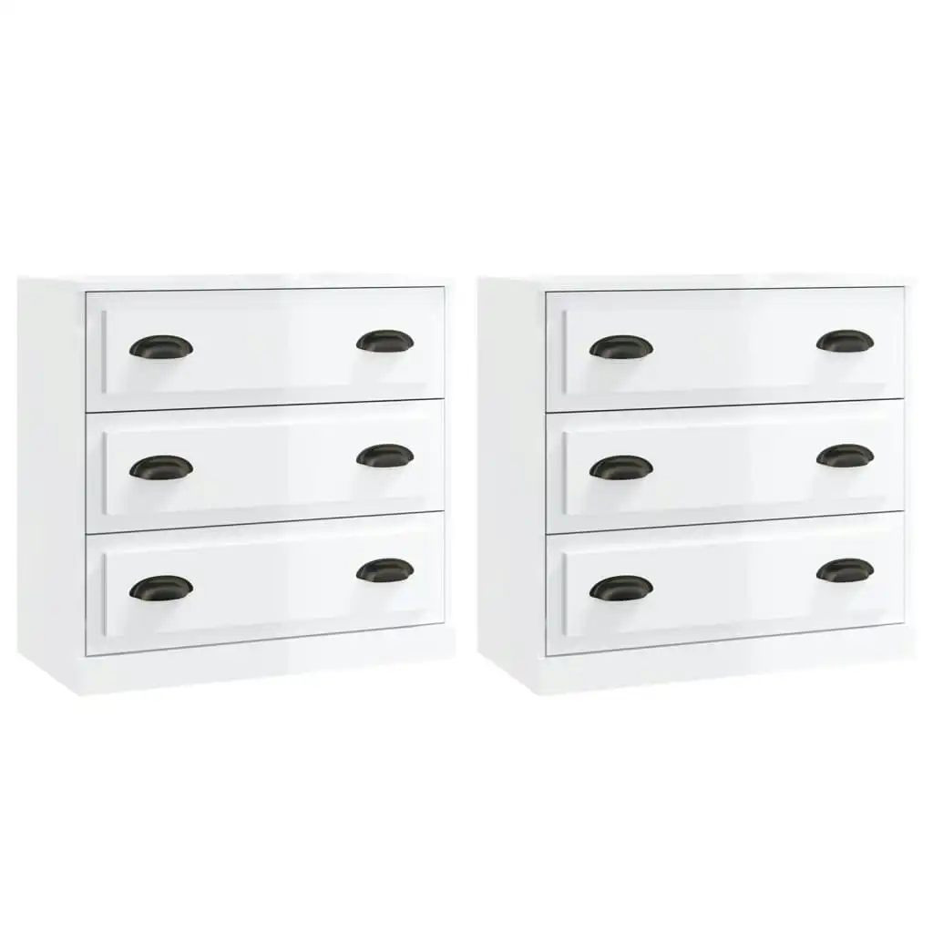 Sideboards 2 pcs High Gloss White Engineered Wood 3185241