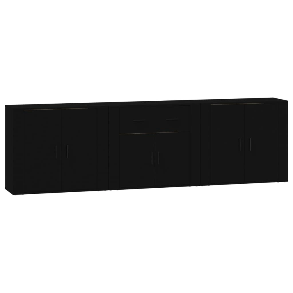 Sideboards 3 pcs Black Engineered Wood 3185416