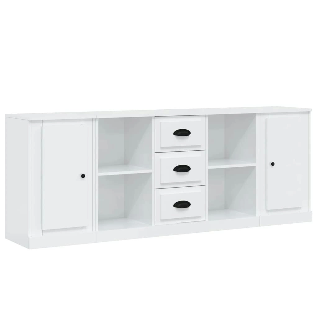 Sideboards 3 pcs High Gloss White Engineered Wood 3185257