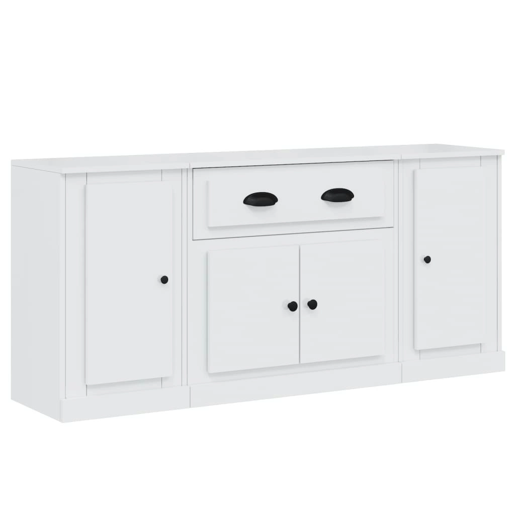 Sideboards 3 pcs High Gloss White Engineered Wood 3185273