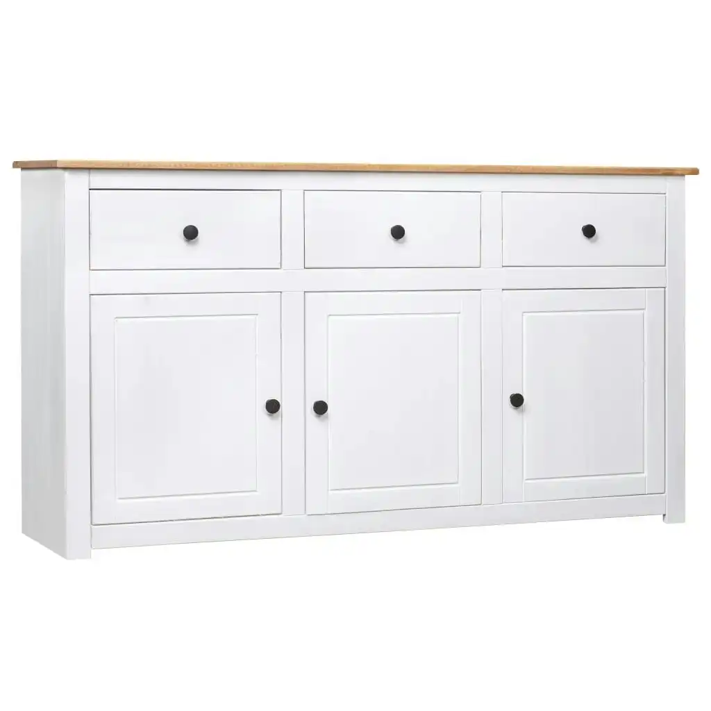 Sideboard White 135x40x80 cm Solid Pinewood Panama Range 282705