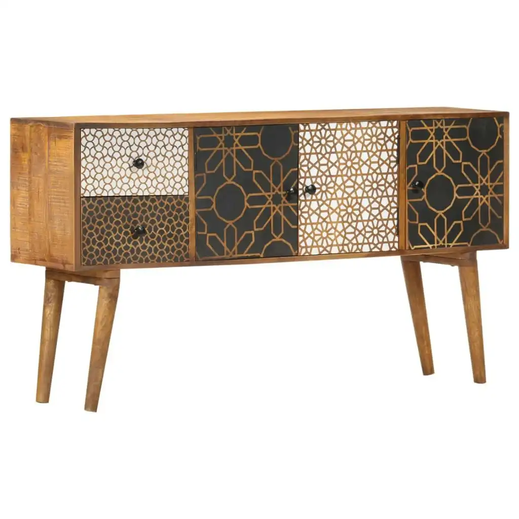 Sideboard with Printed Pattern 130x30x70 cm Solid Mango Wood 247917