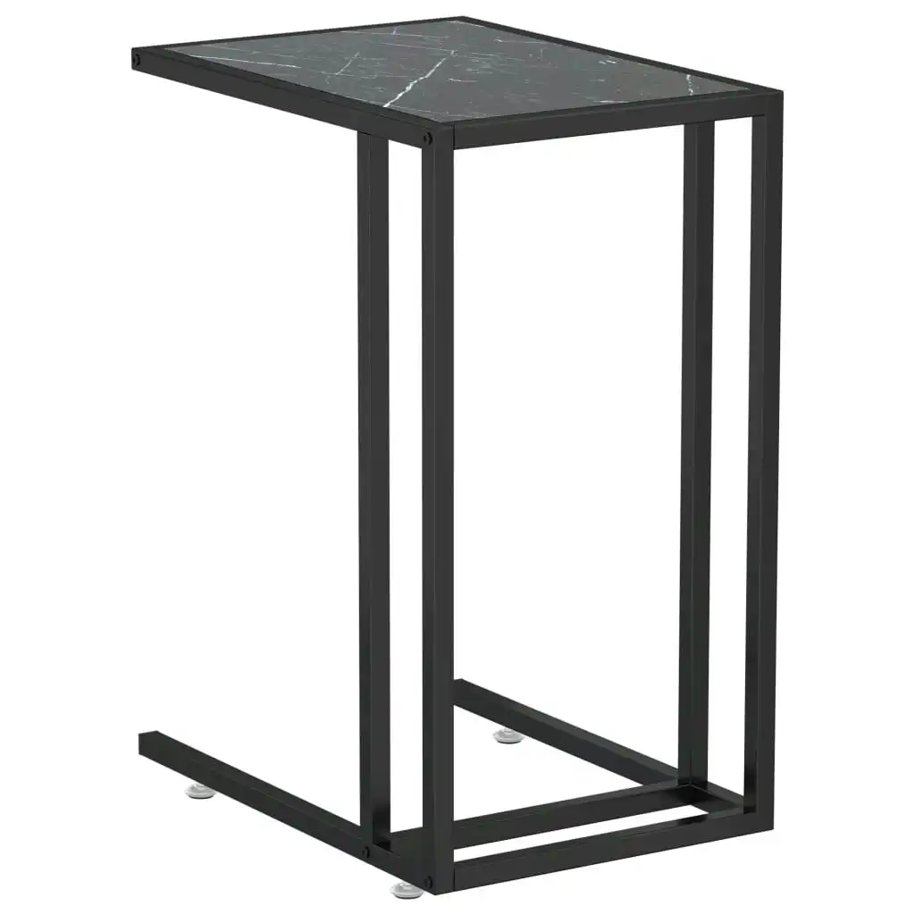 Computer Side Table Black Marble 50x35x65 cm Tempered Glass 331651