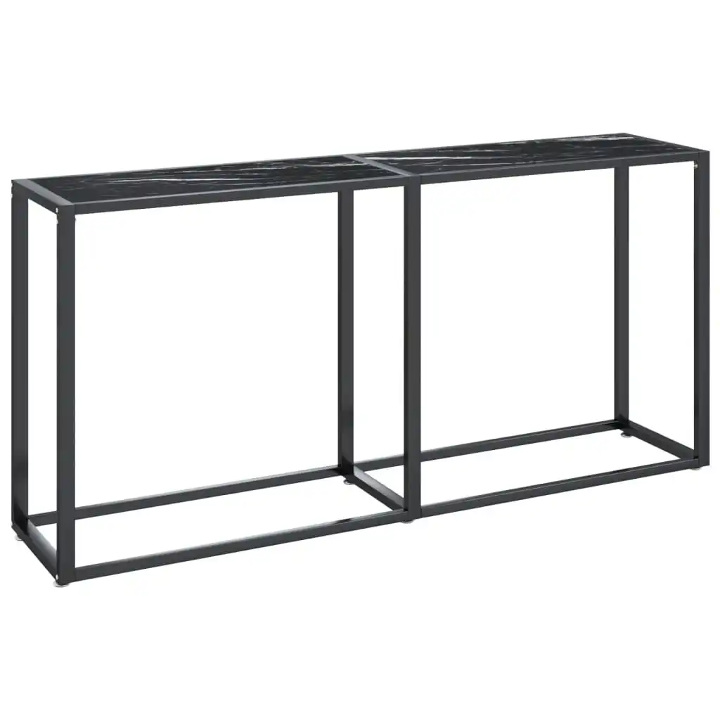 Console Table Black Marble 160x35x75.5cm Tempered Glass 331681