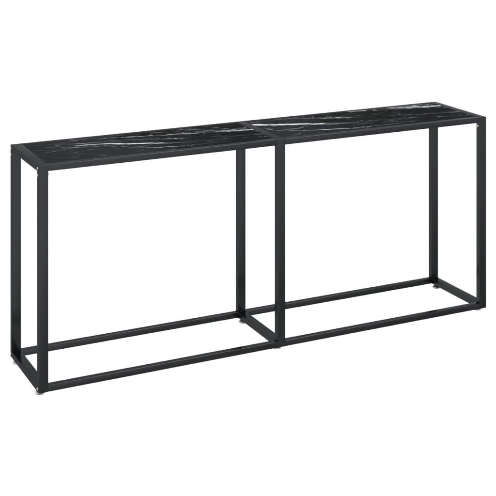 Console Table Black Marble 180x35x75.5cm Tempered Glass 331685