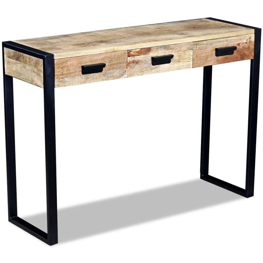 Console Table with 3 Drawers Solid Mango Wood 110x35x78 cm 243299