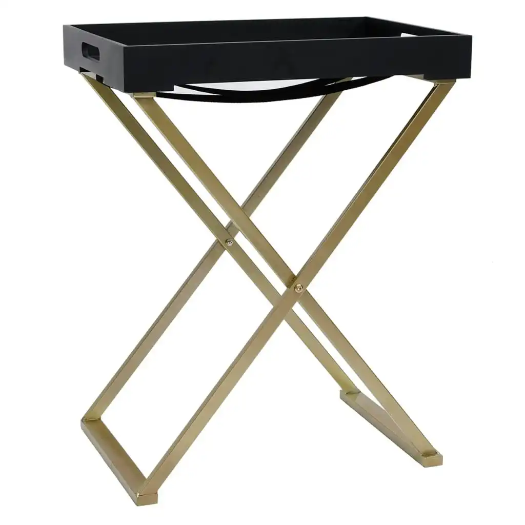 Folding Table Gold and Black 48x34x61 cm MDF 331659