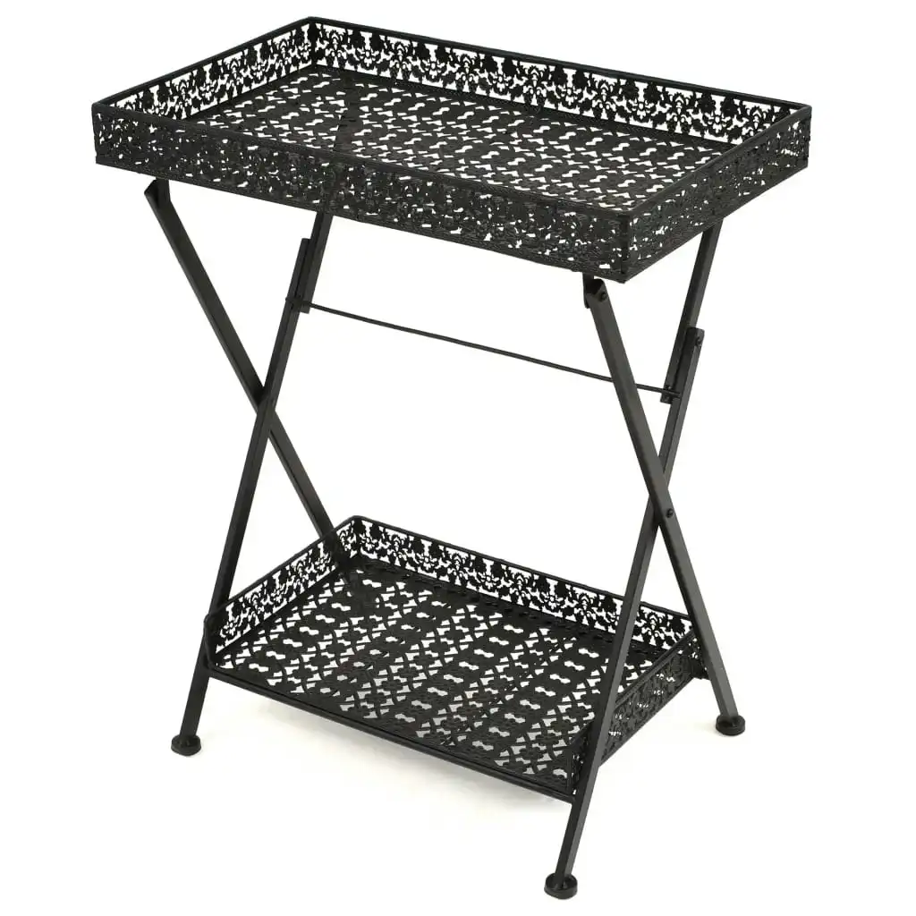 Folding Tea Table Vintage Style Metal 58x35x72 cm Black 245941