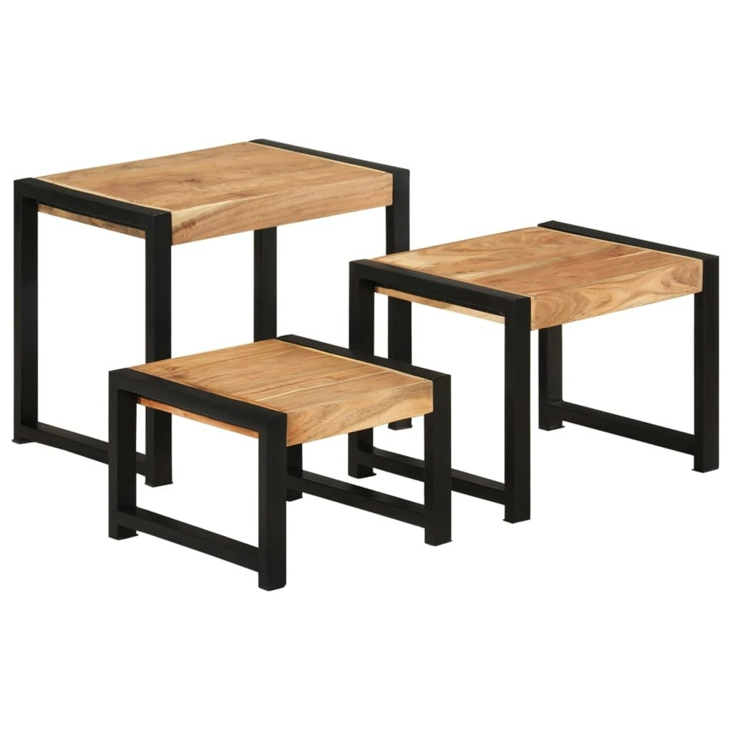 Nesting Tables 3 pcs Solid Wood with Sheesham Finish 321552