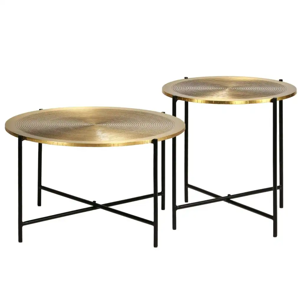 Table Set 2 Pieces Brass-covered MDF 246285