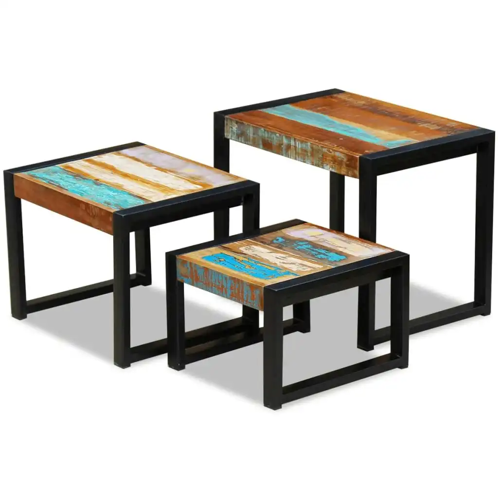 Three Piece Nesting Tables Solid Reclaimed Wood 243279