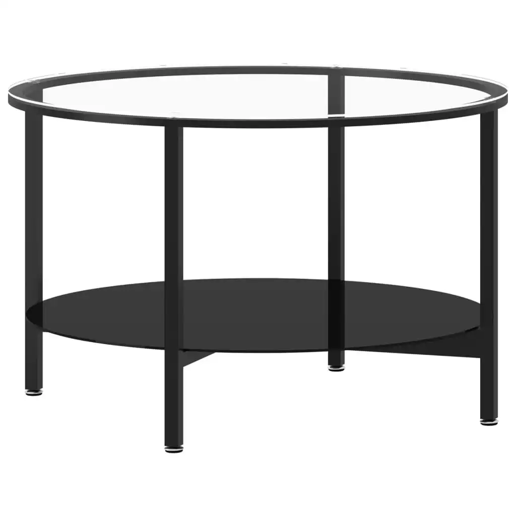 Tea Table Black and Transparent 70 cm Tempered Glass 331618