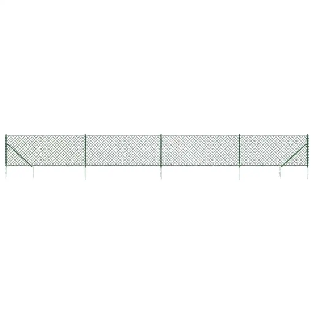 Chain Link Fence with Spike Anchors Green 0.8x10 m 153920