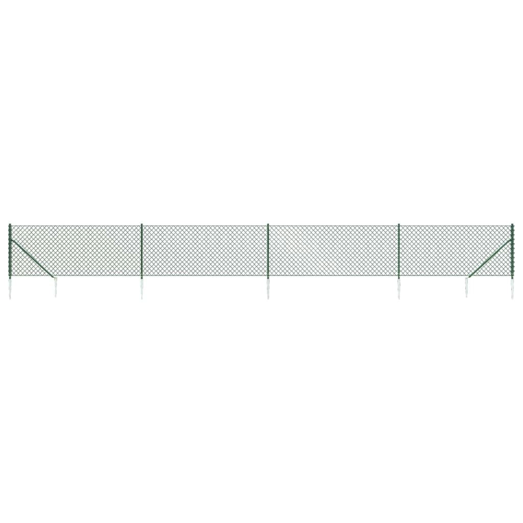 Chain Link Fence with Spike Anchors Green 0.8x10 m 153920