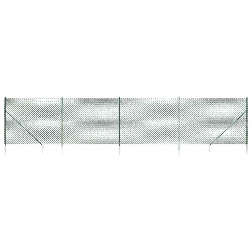 Chain Link Fence with Spike Anchors Green 1.8x10 m 153925