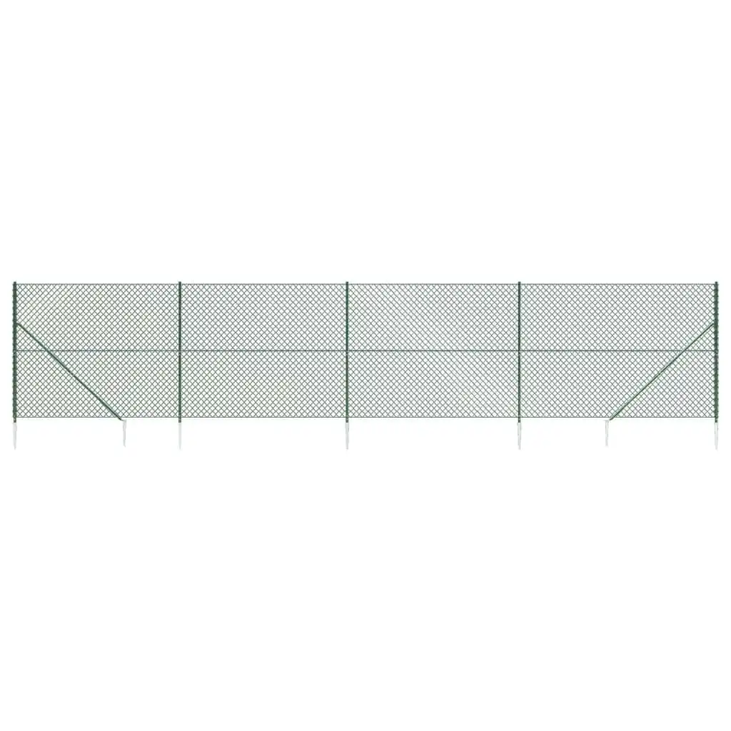 Chain Link Fence with Spike Anchors Green 1.4x10 m 153923