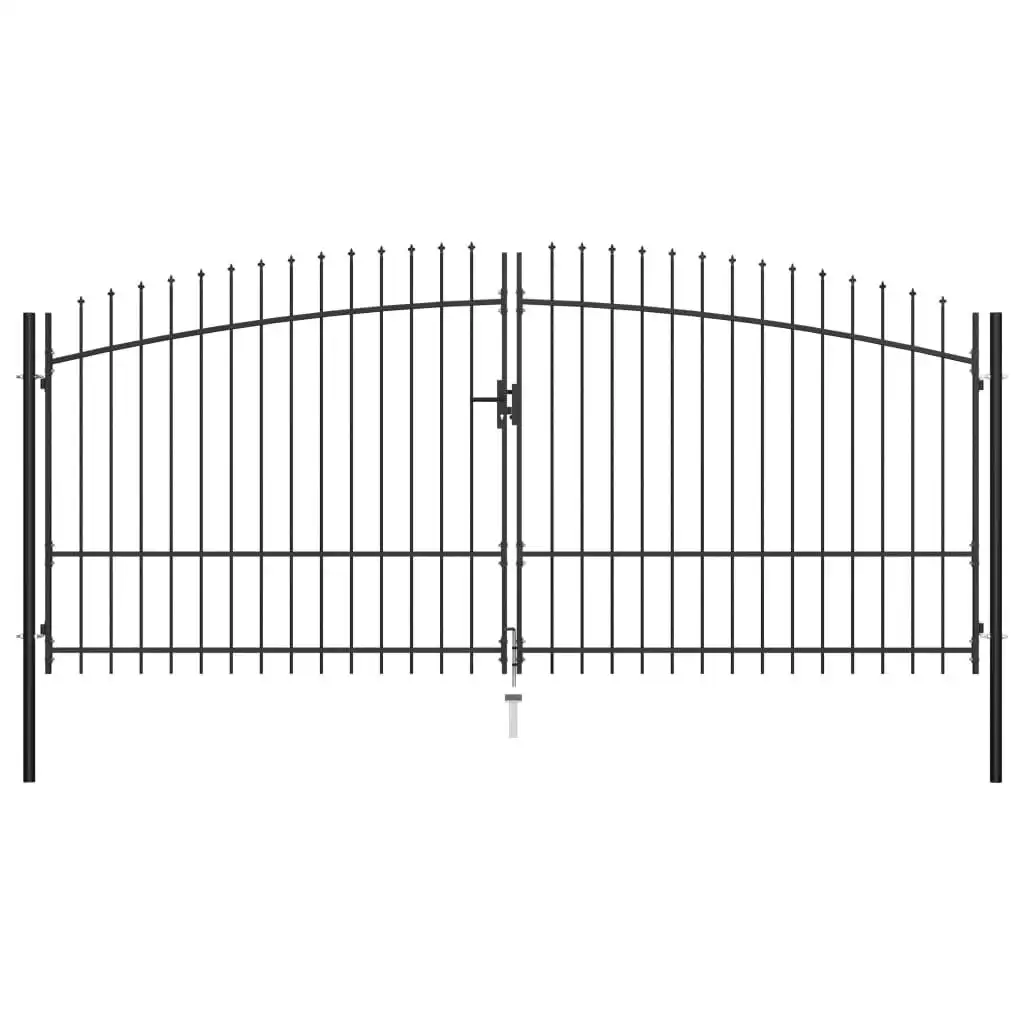 Double Door Fence Gate with Spear Top 400x225 cm 145741