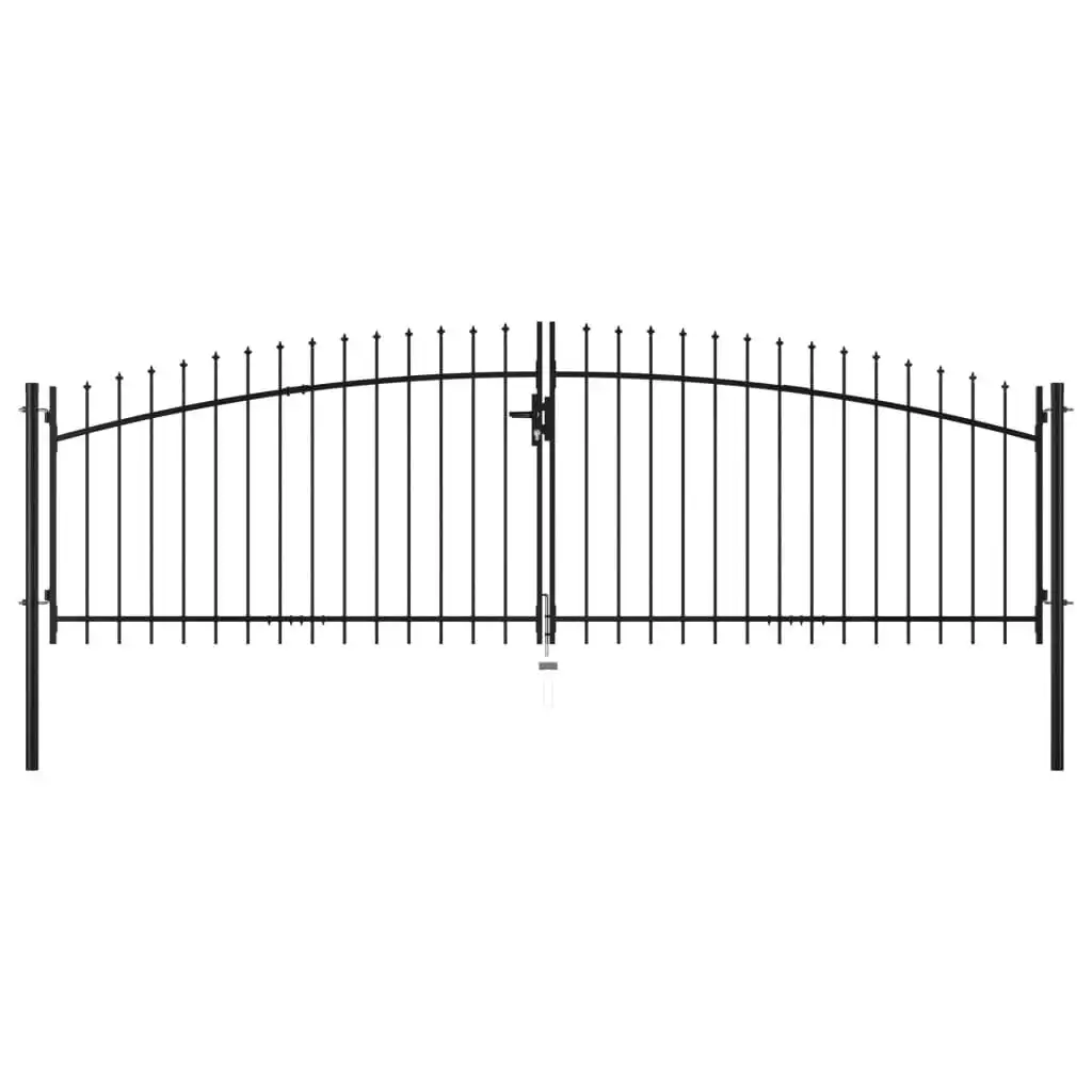 Double Door Fence Gate with Spear Top 400x150 cm 144360