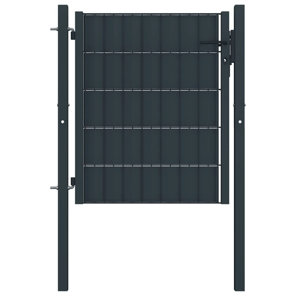 Fence Gate PVC and Steel 100x101 cm Anthracite 145233