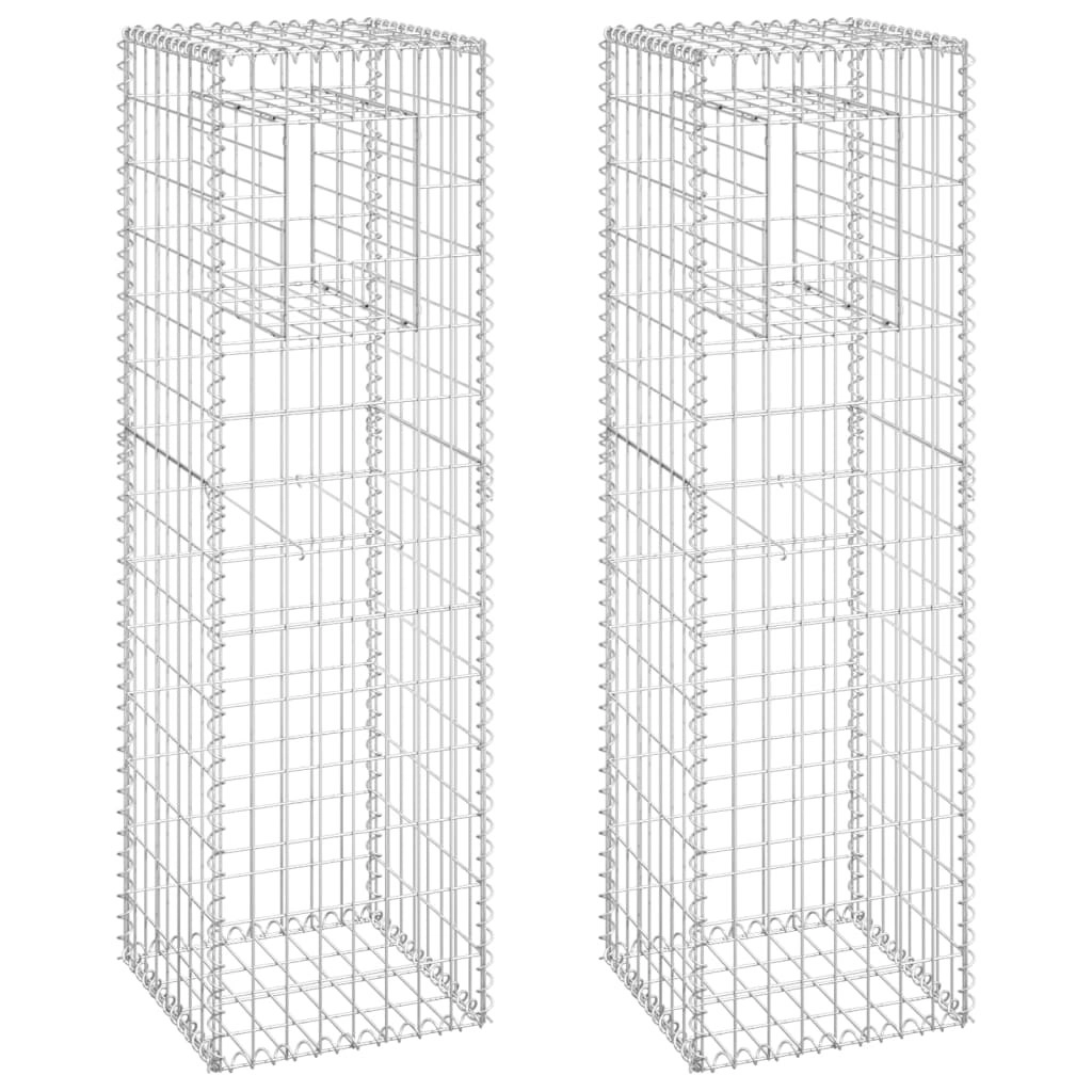 Gabion Basket Posts 2 pcs 40x40x140 cm Iron 151263