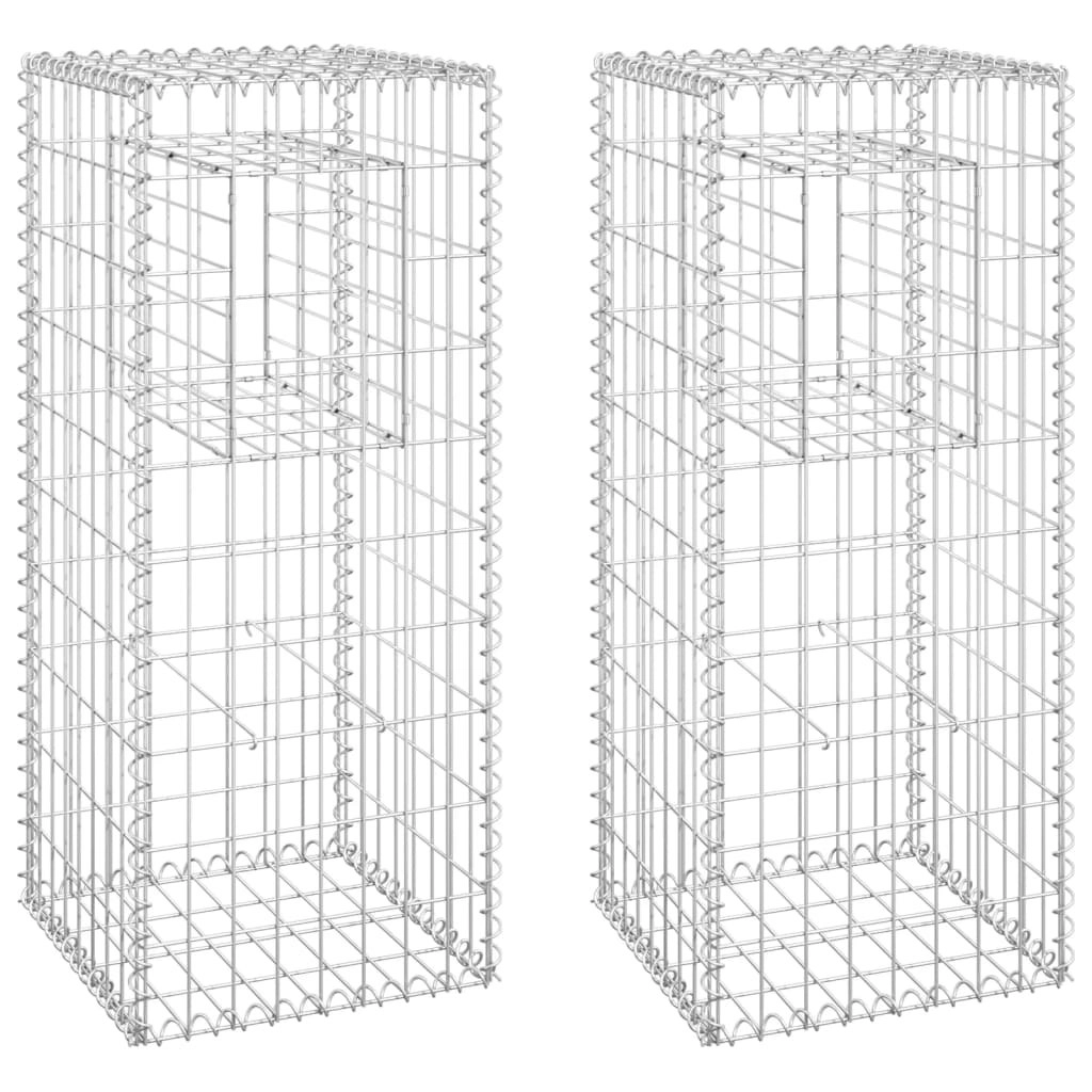 Gabion Basket Posts 2 pcs 40x40x100 cm Iron 151261