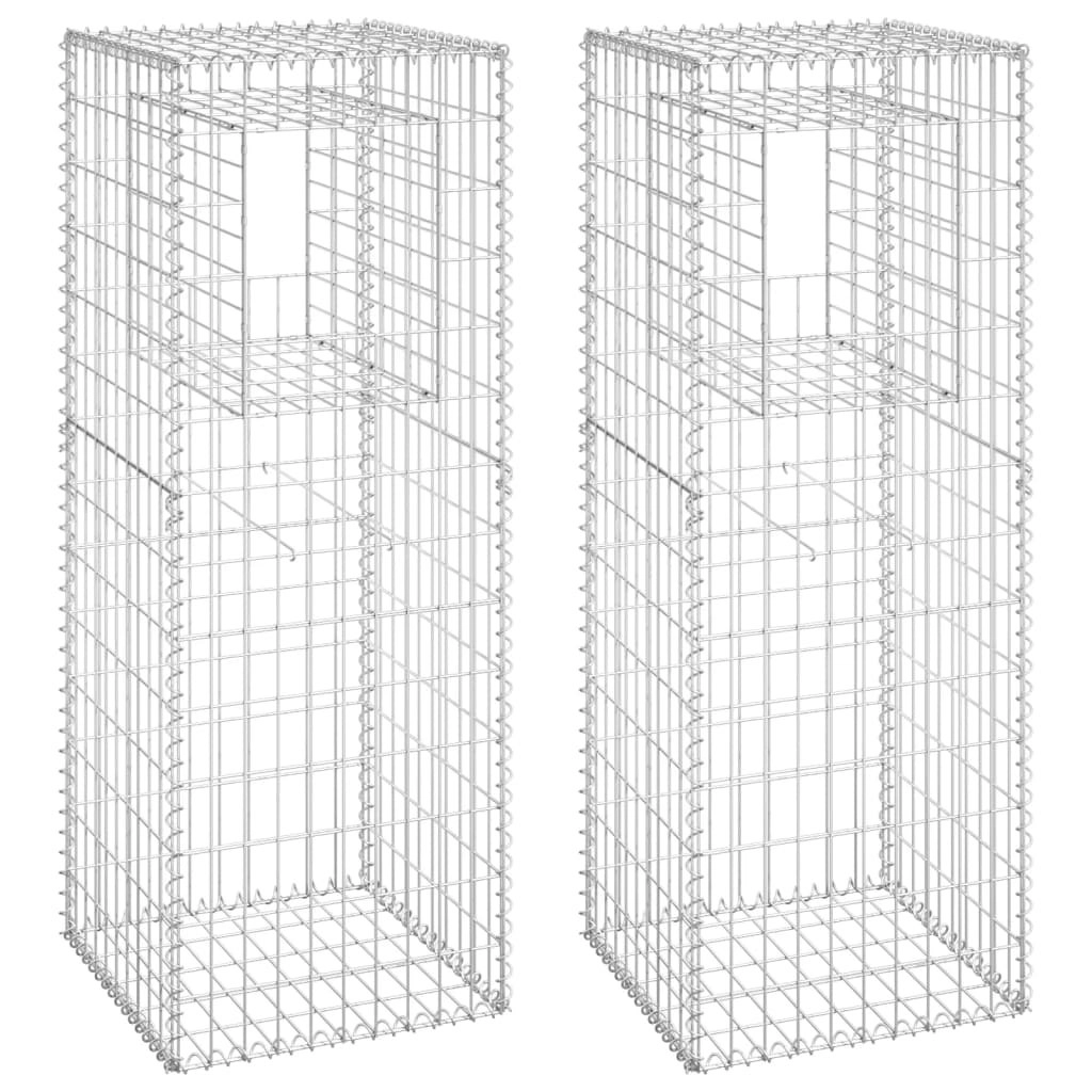 Gabion Basket Posts 2 pcs 50x50x140 cm Iron 151271