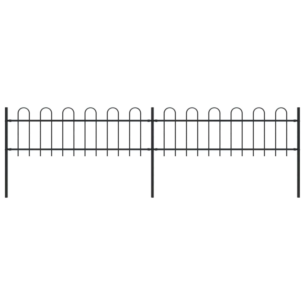 Garden Fence with Hoop Top Steel 3.4 m Black 277639