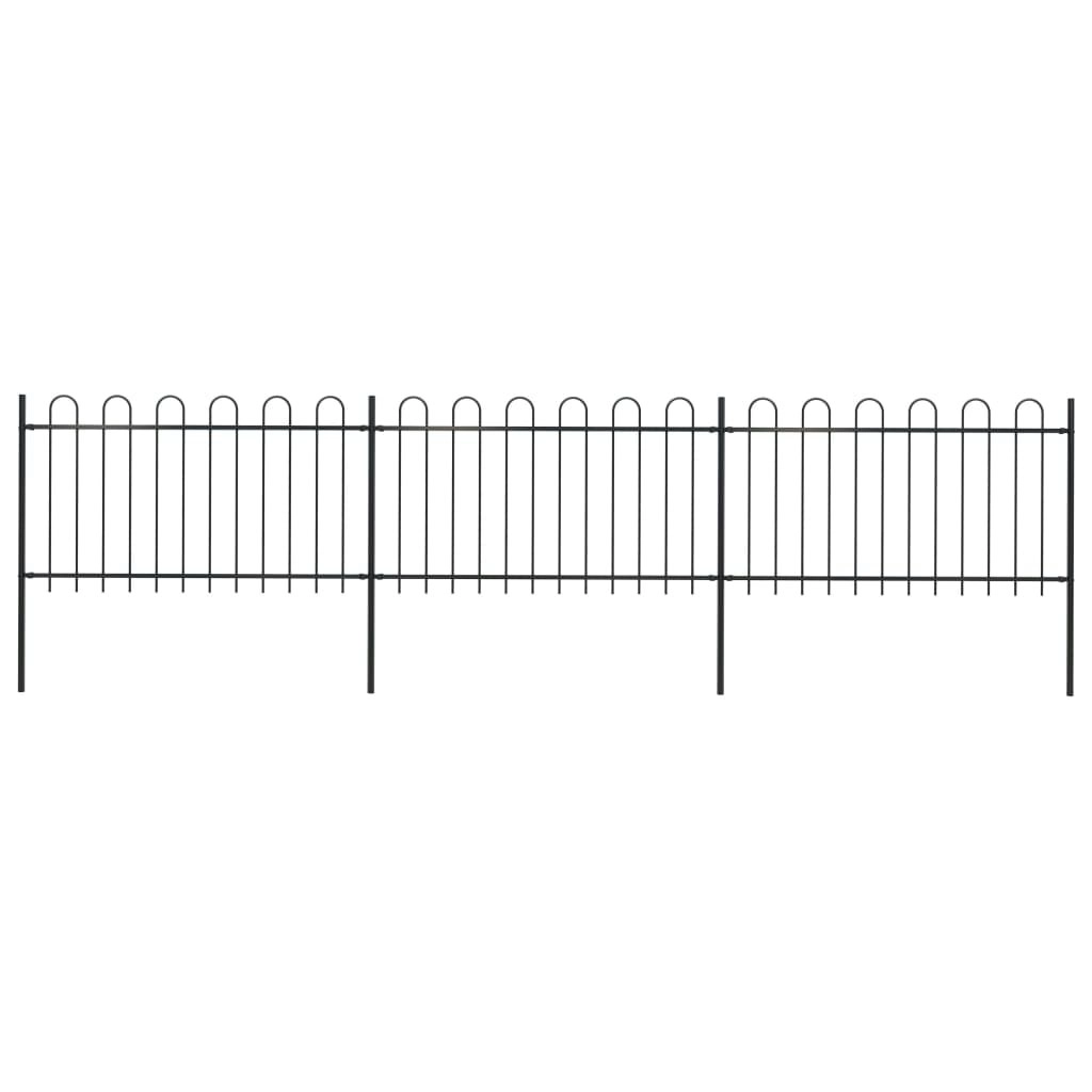 Garden Fence with Hoop Top Steel 5.1 m Black 277658