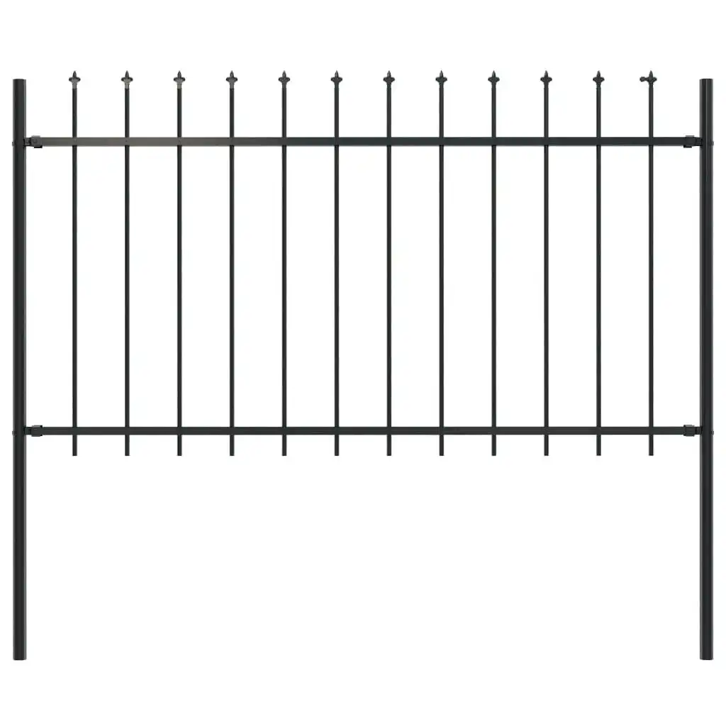 Garden Fence with Spear Top Steel 1.7x1 m Black 144925