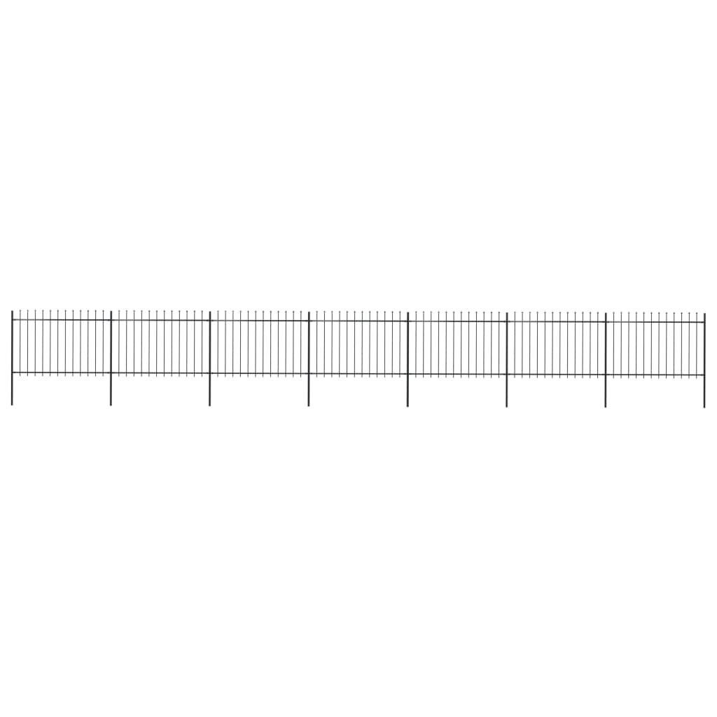 Garden Fence with Spear Top Steel 11.9 m Black 277626