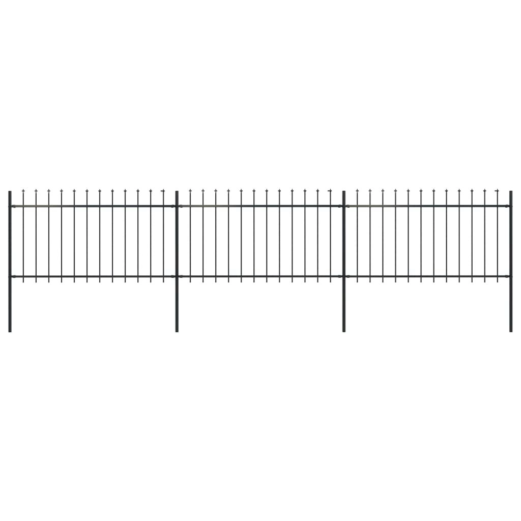 Garden Fence with Spear Top Steel 5.1 m Black 277613