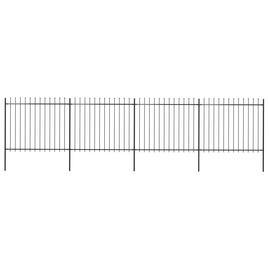 Garden Fence with Spear Top Steel 6.8 m Black 277632