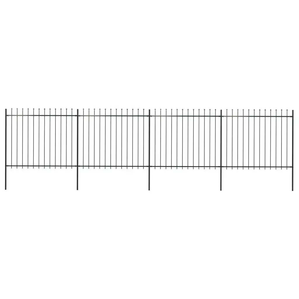 Garden Fence with Spear Top Steel 6.8 m Black 277632