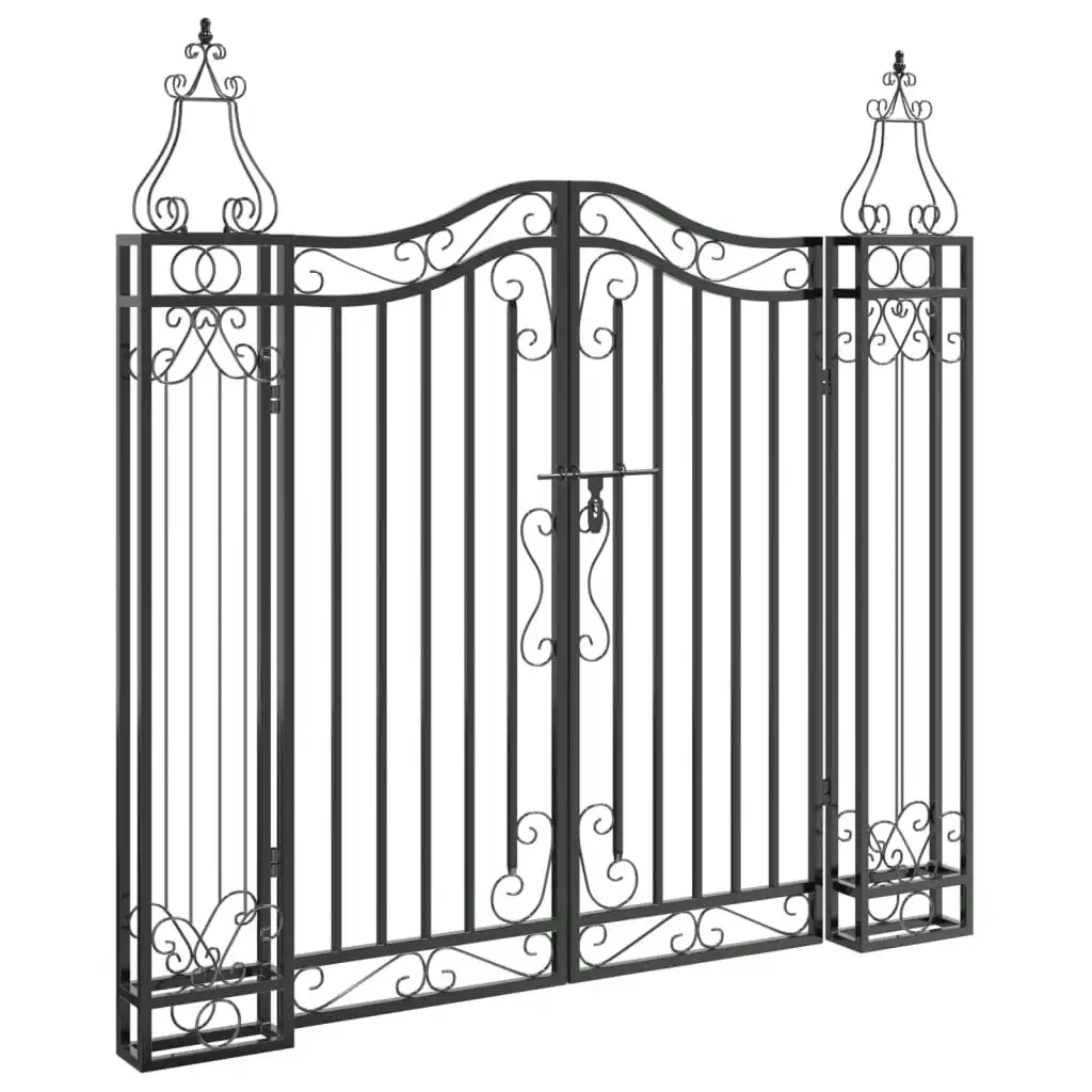 Garden Gate Black 121x8x120 cm Wrought Iron 363431