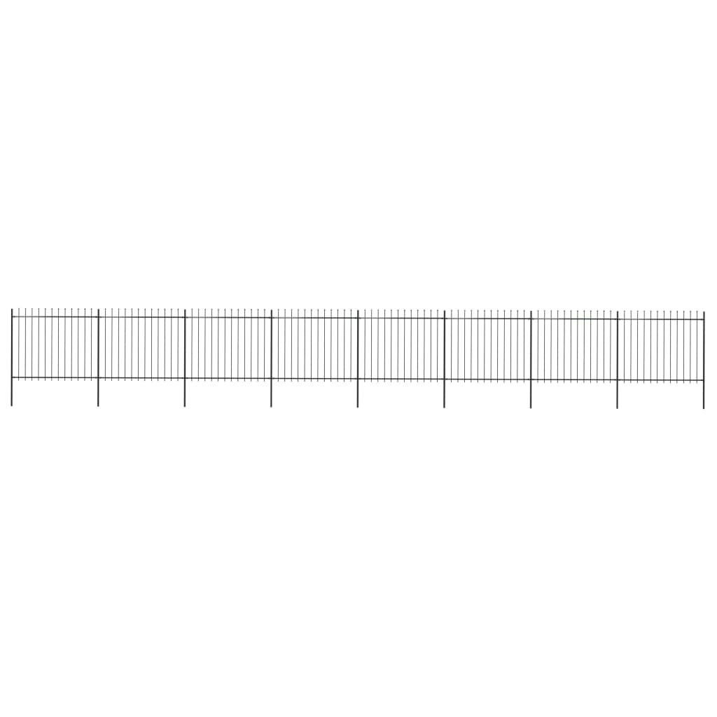 Garden Fence with Spear Top Steel 13.6 m Black 277636