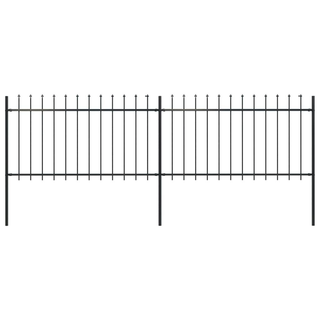 Garden Fence with Spear Top Steel 3.4 m Black 277612