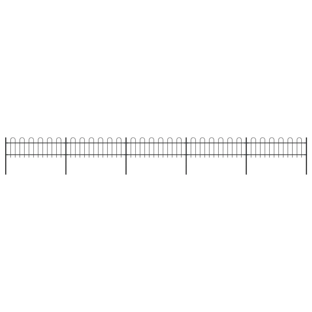 Garden Fence with Hoop Top Steel 8.5 m Black 277642