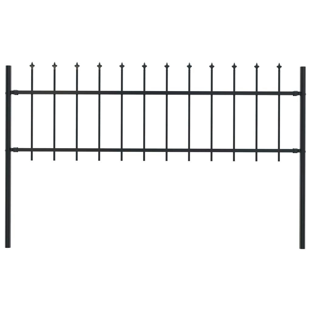 Garden Fence with Spear Top Steel 1.7x0.6 m Black 144923