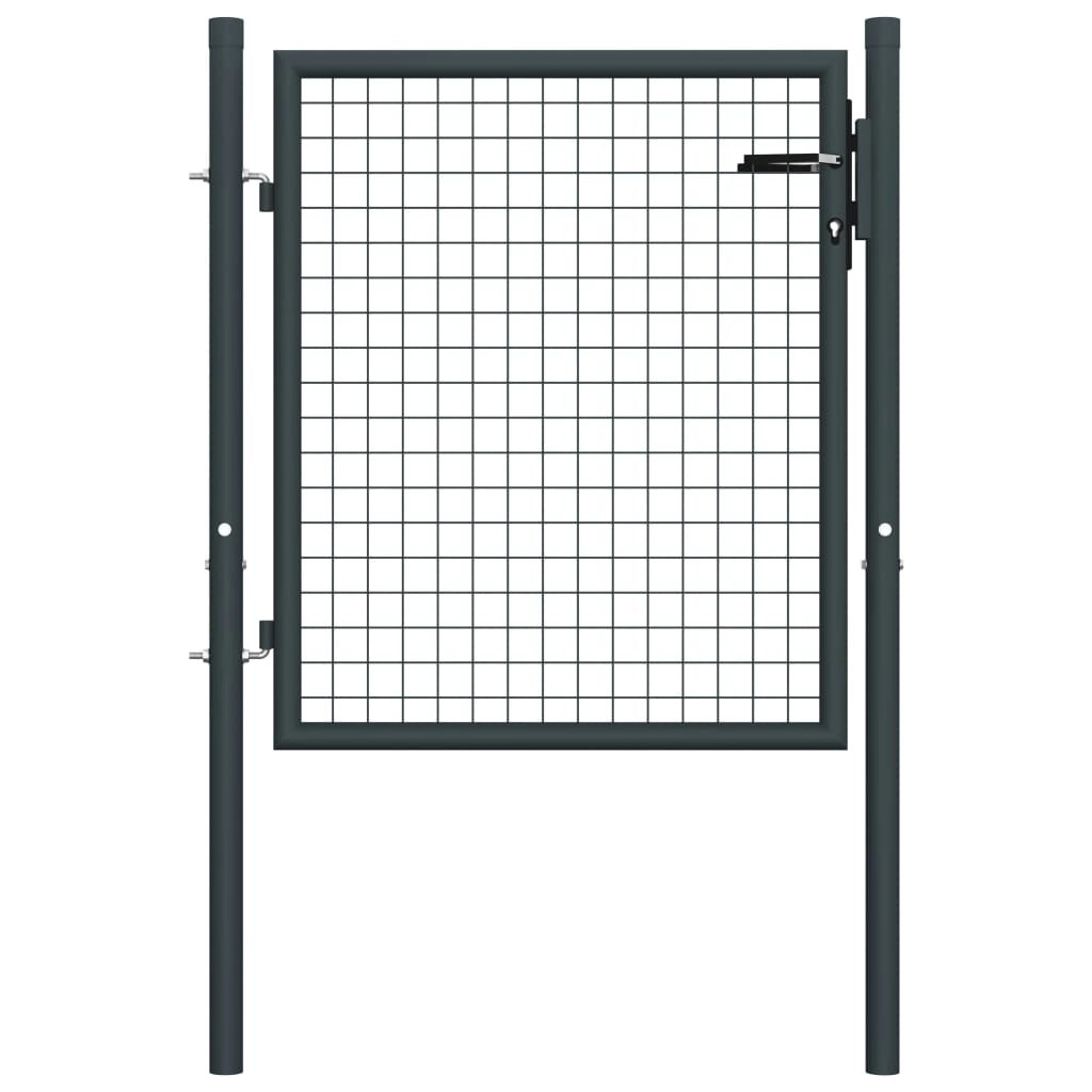 Mesh Garden Gate Galvanised Steel 100x125 cm Grey 145771