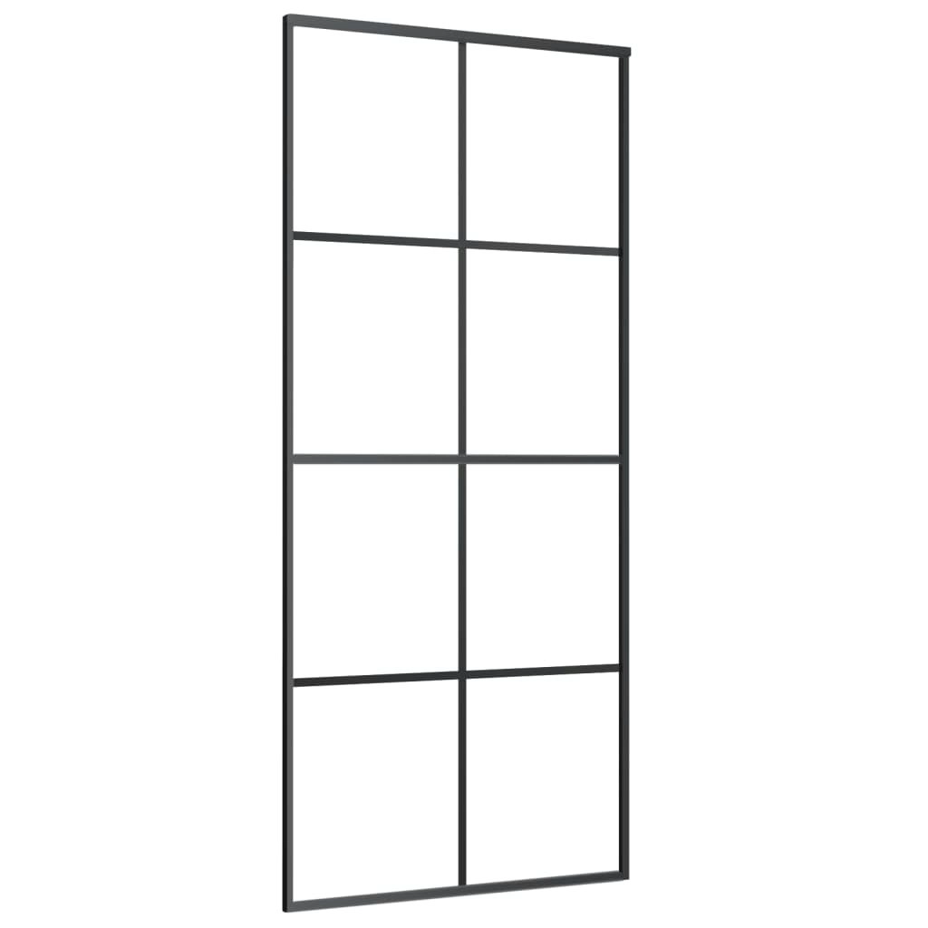 Sliding Door Black 90x205 cm ESG Glass and Aluminium 151670