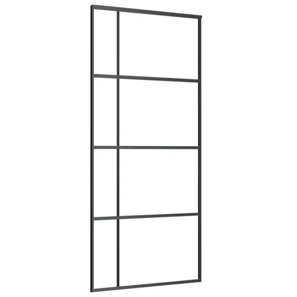 Sliding Door ESG Glass and Aluminium 90x205 cm Black 151682