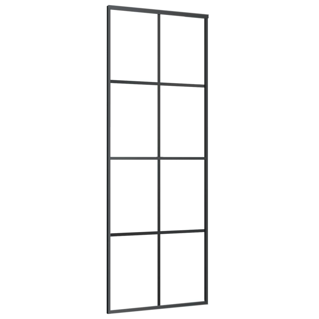 Sliding Door Aluminium and ESG Glass 76x205 cm Black 288064