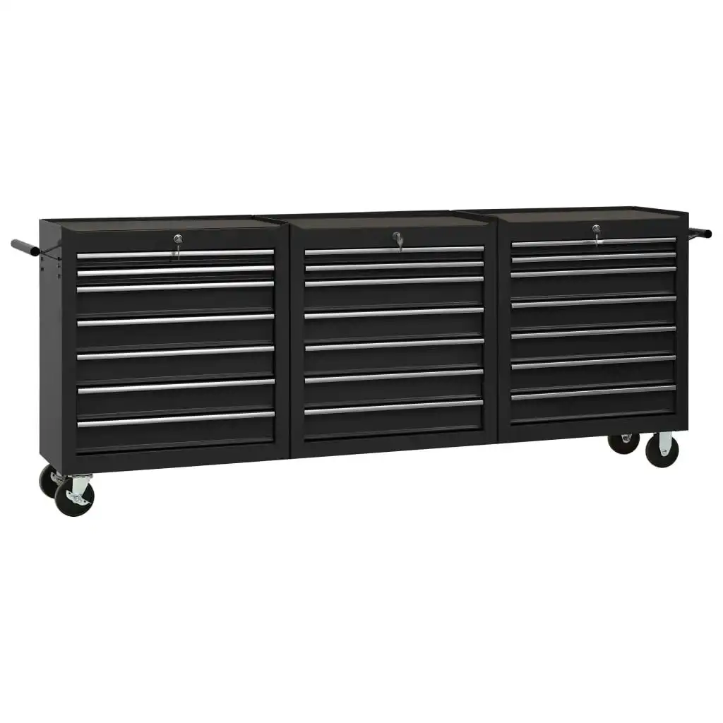 Tool Trolley with 21 Drawers Steel Black 3056742