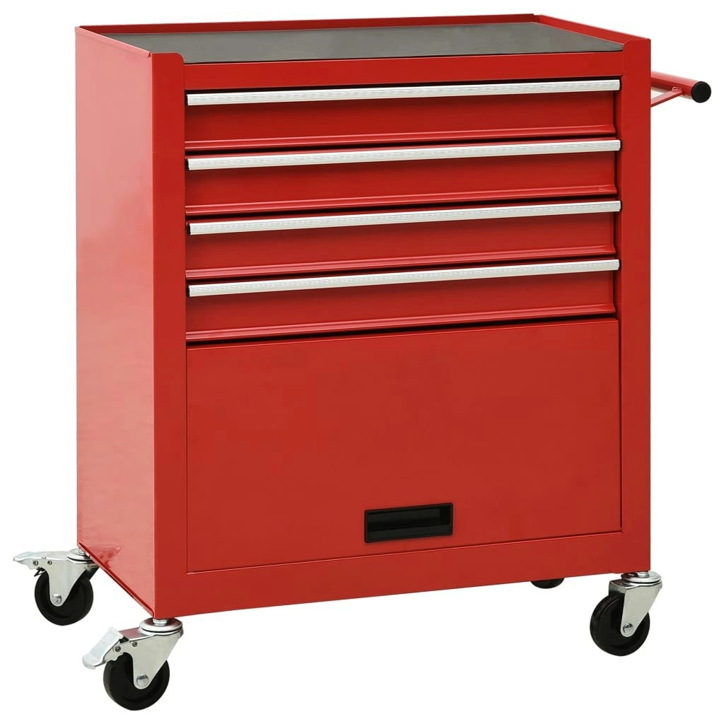 Tool Trolley with 4 Drawers Steel Red 147187