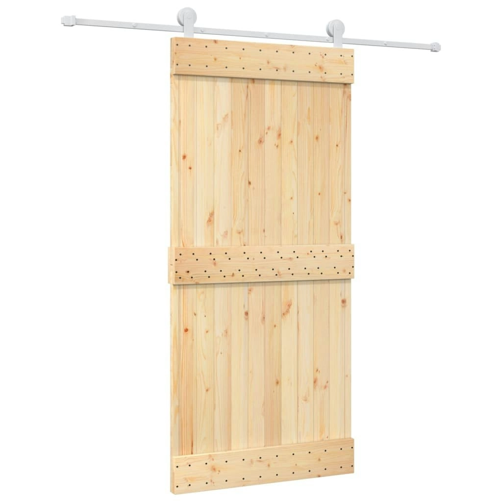 Sliding Door with Hardware Set 95x210 cm Solid Wood Pine 3203108