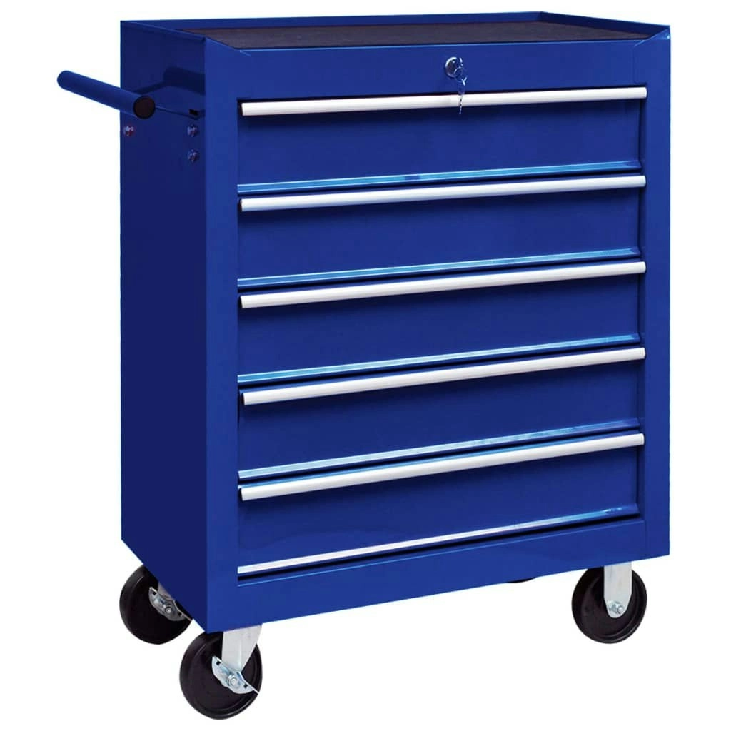 Workshop Tool Trolley with 5 Drawers Blue 147171