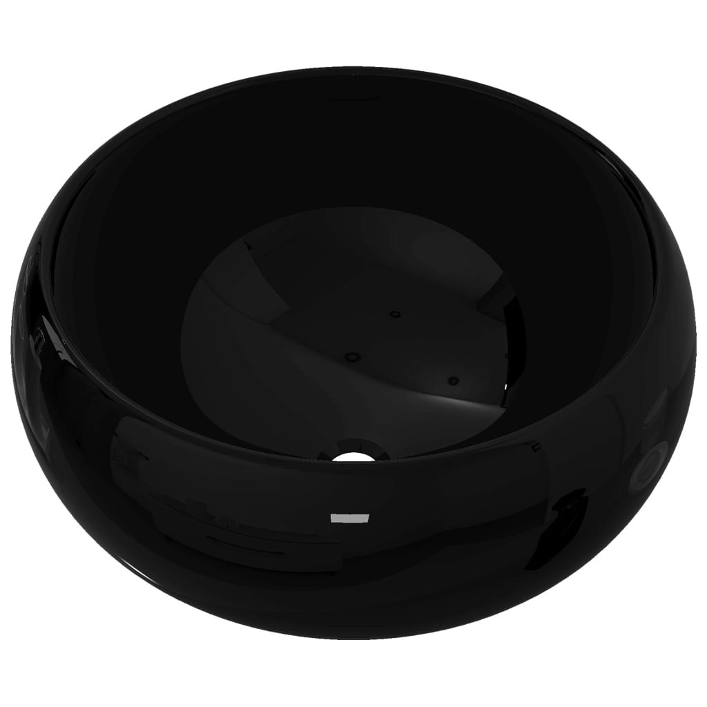 Basin Ceramic Round Black 40x15 cm 142735